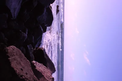 rocky coastline with waves at twilight