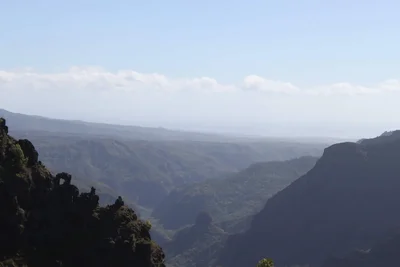 mountainous canyon vista with layered ridges