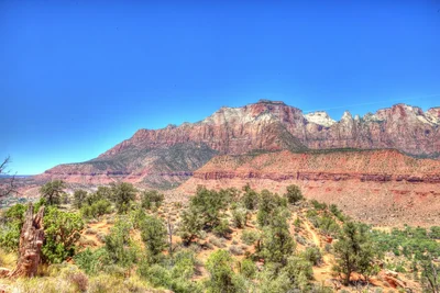 desert mountain landscape with scattered vegetation