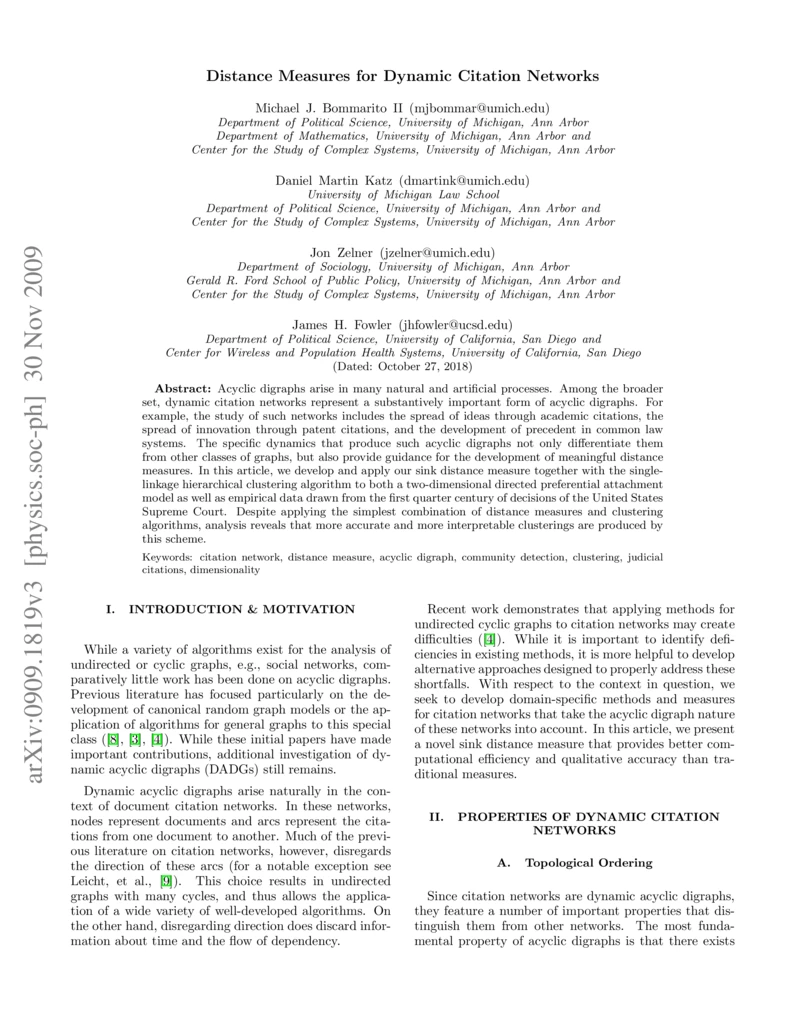 Thumbnail for Distance measures for dynamic citation networks