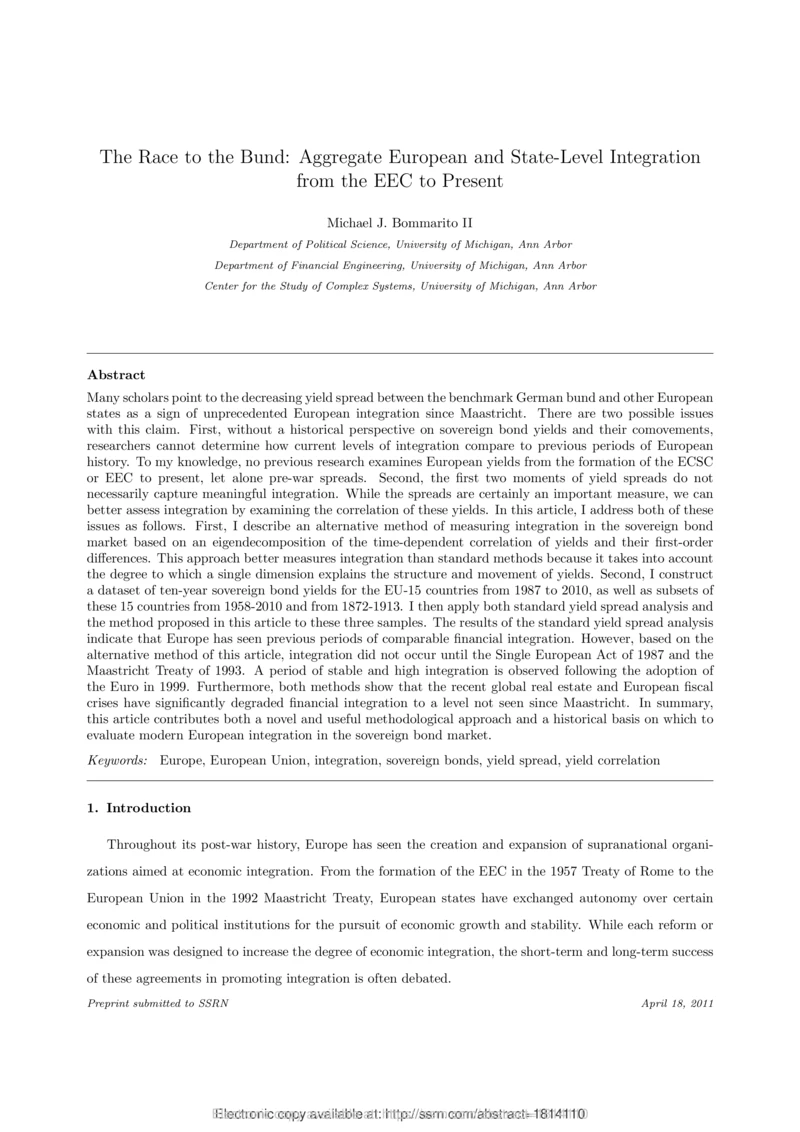 Thumbnail for The Race to the Bund: Aggregate European and State-Level Integration from the EEC to Present