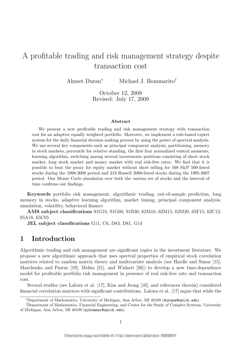 Thumbnail for A profitable trading and risk management strategy despite transaction costs