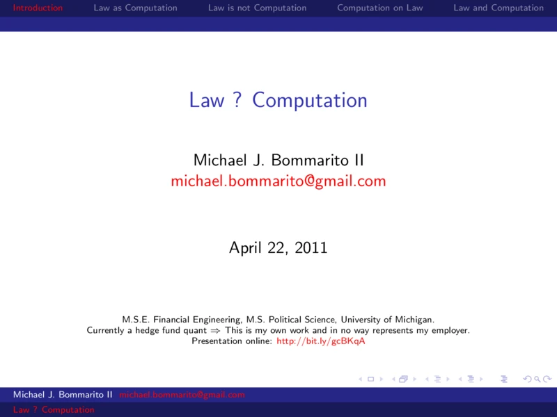 Thumbnail for Law ? Computation