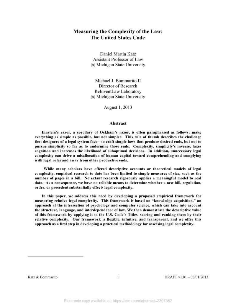 Thumbnail for Measuring the complexity of the law: the United States Code