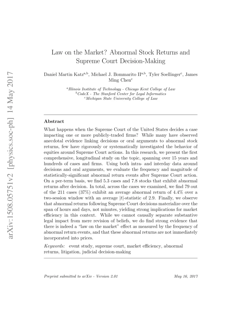 Thumbnail for Law on the market? Evaluating the securities market impact of Supreme Court decisions