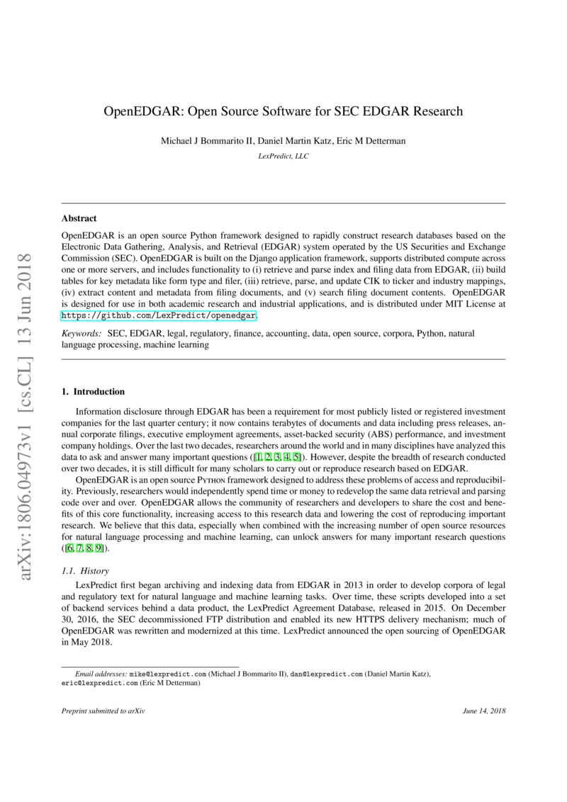 Thumbnail for OpenEDGAR: Open source software for SEC EDGAR analysis