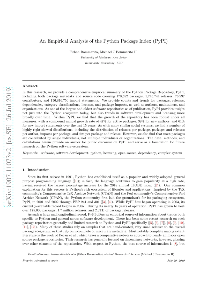 Thumbnail for An empirical analysis of the Python Package Index (PyPI)
