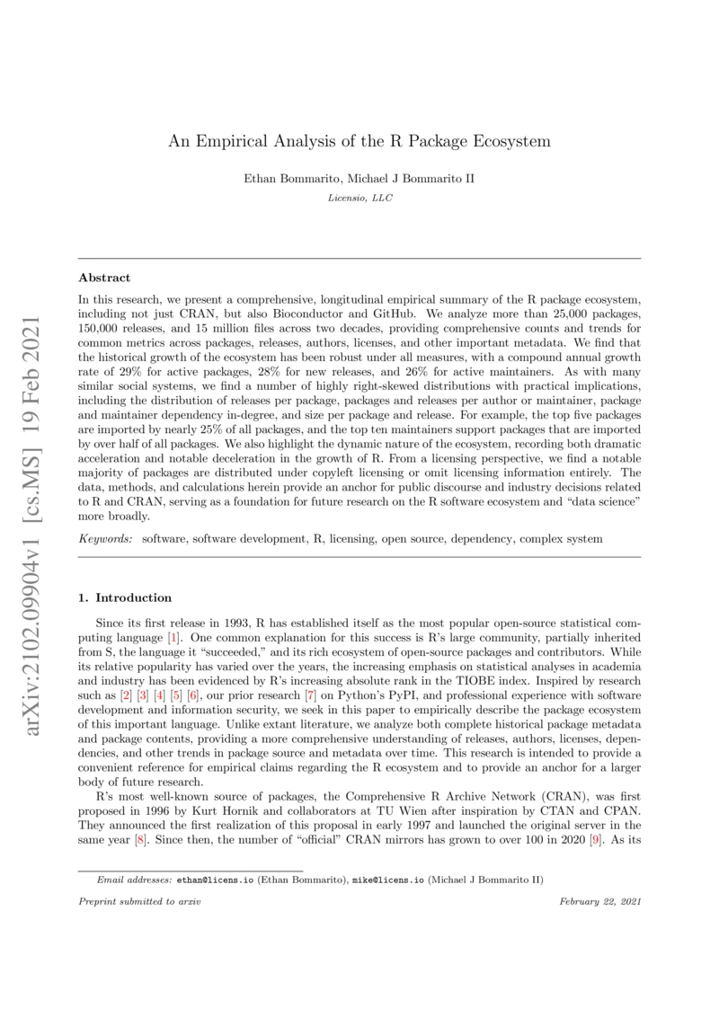 Thumbnail for An empirical analysis of the R package ecosystem