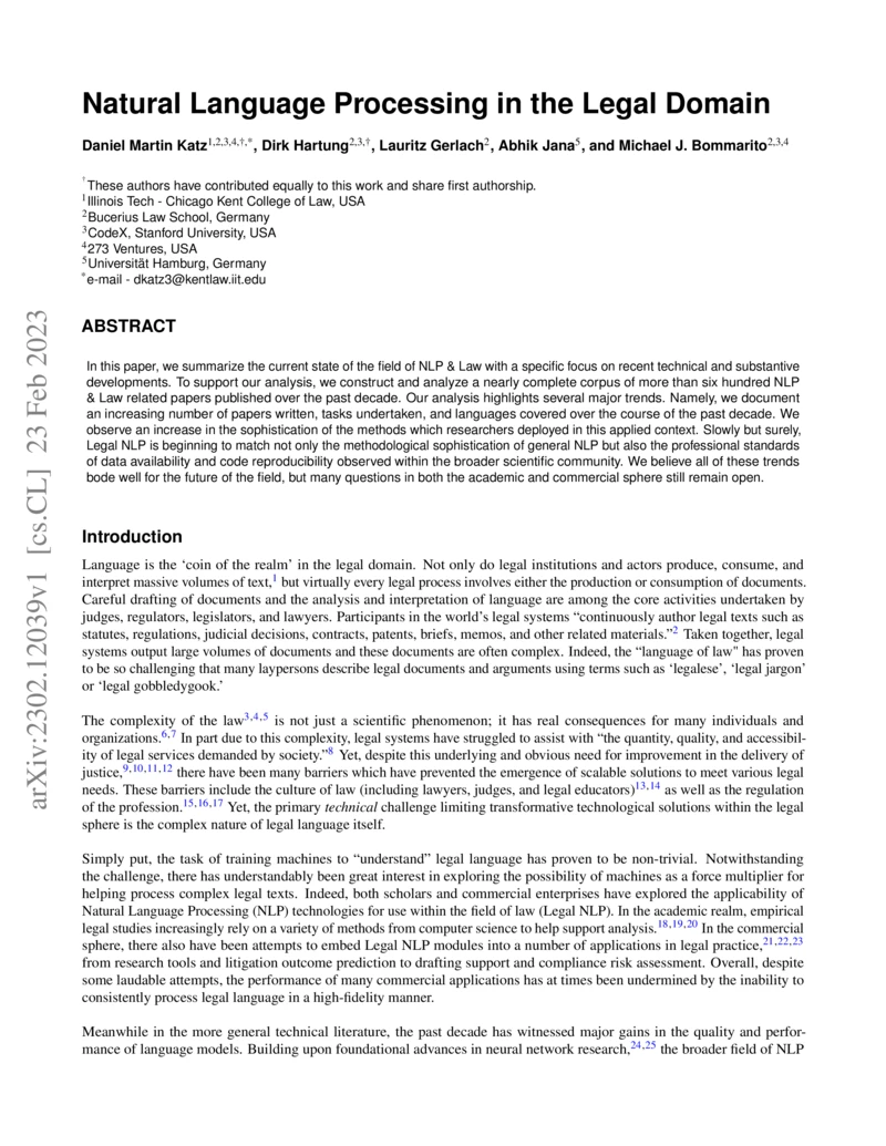 Thumbnail for Natural language processing in the legal domain